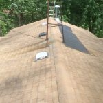 Mold & Mildew Stains and Shingles Missing on Upper Roof 