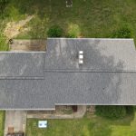 Berrien Springs MI Roof Gutter Topper 02 Aerial view of a new CertainTeed NorthGate Driftwood roof in Berrien Springs, MI