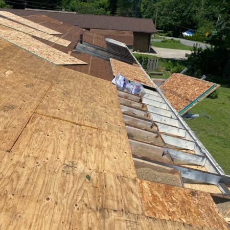Partial redeck with new OSB after tear-off on a Berrien Springs, MI roof