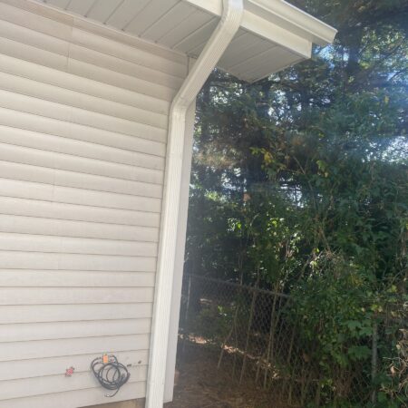 White oversized downspout with extension in Benton Harbor, MI