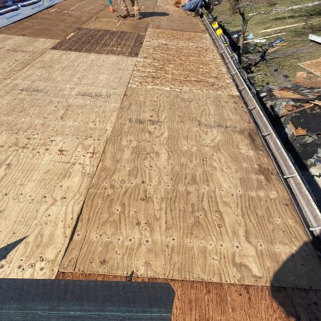 New decking installed during the partial redeck, with WinterGuard starting at the eave