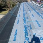 WinterGuard ice and water shield at the eave with CertainTeed RoofRunner synthetic underlayment over the balance of the deck