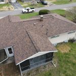 Aerial view of the back of a Coloma, MI home with a new NorthGate Burnt Sienna roof