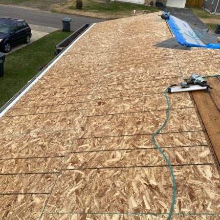 Full roof redeck with new OSB after tear-off on a Coloma, MI home