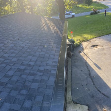 Black Gutter Topper on a long straight gutter run in Hobart, IN