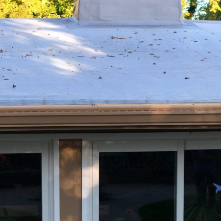 Tan Gutter Topper and Buckskin gutters on the back of a St. Joseph, MI home