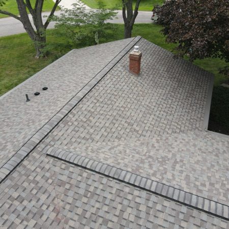 CertainTeed ridge vent and Weathered Wood hip and ridge caps in Stevensville, MI